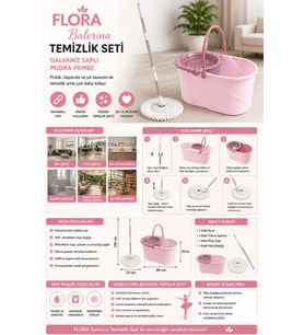Flora Balerina Galvaniz Saplı Pudra Pembe Temizlik Seti