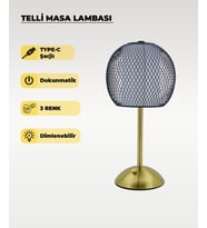 Siyah Telli Masa Lambası - Dokunmatik - 3 Renk Işık