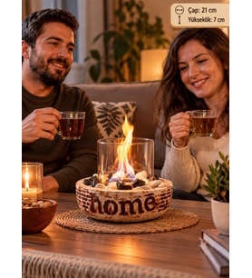 Technow Home-200C Cam Hazneli Masa Şömine Ateş Çukuru (500ml Bioetanol+Hazne+Söndürme Kapağı)