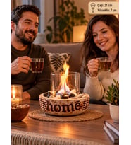 Technow Home-200C Cam Hazneli Masa Şömine Ateş Çukuru (500ml Bioetanol+Hazne+Söndürme Kapağı)