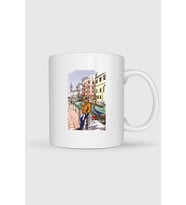 Venice Drawing Art Illustration, Venedik Tasarımlı Kupa Bardak