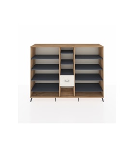 Hyperion Dolap 11 Raflı 3 Çekmeceli  220x44x163 Çam-Antrasit/Aytaşı