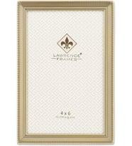 Antik pirinçten resim çerçevesi, 10,2 x 15,2 cm, inci bordür