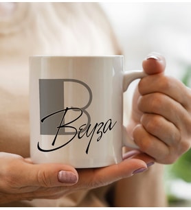 BK Gift Kişiye Özel Baş Harfli İsimli Beyaz Kupa Bardak-2, Sevgiliye Hediye, Arkadaşa Hediye, Doğum Günü Hediyesi