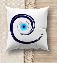 BK Gift Nazar Tasarımlı Beyaz Kırlent Yastık, Ev Hediyesi, Ev Dekorasyonu, Dekoratif Hediye (Model 4)