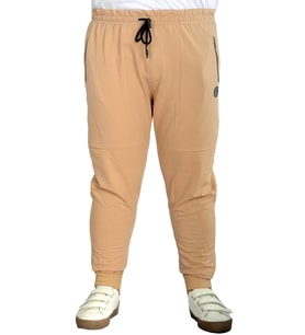 Mode XL Büyük Beden Eşofman Altı DarPaça Zippered 22501 Bej