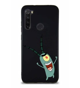 Xiaomi Redmi Note 8 Soft Premier Kapak Plankton Tasarımlı Silikon Kılıf - Siyah (Şeffaf)