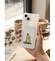 iPhone 14 Boş Yapma Muz Detaylı Kart Bölmeli Şeffaf Telefon Kılıfı - SSSSSS2373-5486