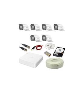 HIKVISION Colorvu 6lı 2mp Set Gece Renkli Sesli Görüntü 1TB HDD (Beyaz)