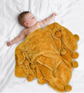 Pabteks Ponponlu Peluş Bebek/çocuk Battaniyesi (Kahverengi)
