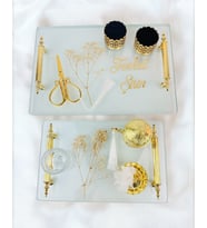 Radiant Şeffaf Söz Nişan Tepsisi  (Gold)