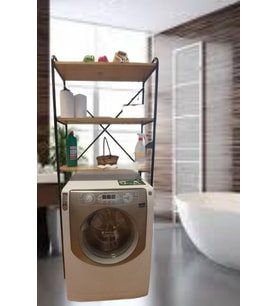 met35 3 Raflı Metal Banyo Düzenleyici Metal Banyo Rafı Çamaşır Makinası Üstü Çam