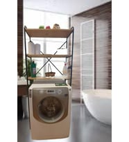 met35 3 Raflı Metal Banyo Düzenleyici Metal Banyo Rafı Çamaşır Makinası Üstü Çam
