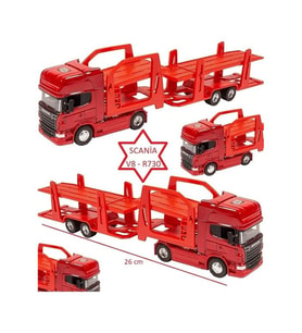 Toysturka Welly Scania V8 R730 1:64 Ölçek Metal Kafalı Iki Katlı Araç Taşıyıcı Tır