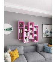 Kitaplık Duvar Rafı Klasik 4 Lü Mobilya Takım Pembe (Pembe)