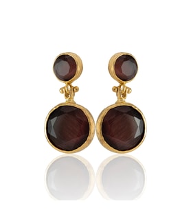 Kadir Jewellery 22 Ayar Altın Kaplama Kadın Taşlı Küpe -El İşçiliği Ve Hipoalerjenik Küpe