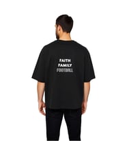 Erkek Oversize Tişört İman Aile Futbol Yazılı Baskılı Rahat Kesim Günlük Giyim Modern Şık Konforlu