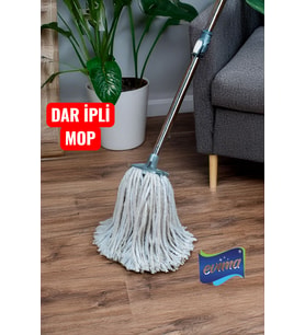 Dar Uçlu İpli Püsküllü Mop Ucu, Tüm Vidalı Saplara Uyum sağlar