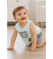 %100 Pamuk Look Baskılı Erkek Bebek Yazlık Atlet Şort Takımı 3495