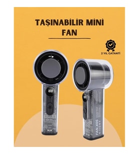 Mey İthalat® Yüksek Verimli Soğutmalı El Fanı 100 Seviye Hız Kontrolü 6 Saat Pil Ömrü