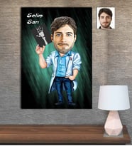 Kişiye Özel Karikatür Baskılı Ahşap Tablo Tıp Bayramı Ortapedi Doktoru Erkek-1 30x40