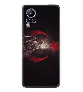 Infınix Note 12 Kılıf Resimli Desenli Baskılı Silikon Kurt ve Ay Yıldız 1403