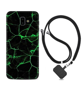 Samsung J6 Plus J7 Prime J7 Pro M20 Kılıf Boyun Askılı Silikon Yeşil Şerit Mermer 1320