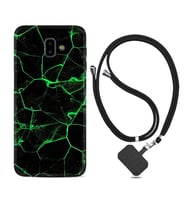Samsung J6 Plus J7 Prime J7 Pro M20 Kılıf Boyun Askılı Silikon Yeşil Şerit Mermer 1320