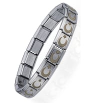 Ay Yıldız Türk Bayrağı İtalyan Charm Unisex Çelik Bileklik scb55 (Beyaz)