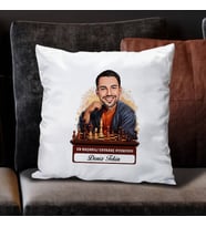Kişiye Özel Hediye Karikatürlü Erkek Satranç Oyuncusu Yastık