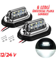 Üniversal Plaka Lambası 6 Led Güçlü Işık Su Geçirmez Krom Plaka Işığı Oto Aydınlatma 12/24V 2 Adet