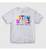 Presmono Unisex Çocuk Beyaz Astroworld V3 Travis Scott T-Shirt 44418tt (Beyaz)