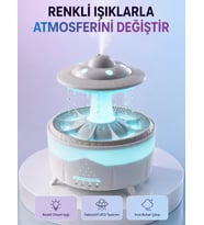 RGB Işıklı Yağmur Efektli Hava Nemlendirici 350 ML Sessiz Çalışma Uzaktan Kumanda