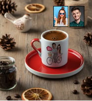 Kişiye Özel Karikatürlü Bisikler Süren Aşıklar Türk Kahvesi Fincanı Sevgililer Günü Hediyesi
