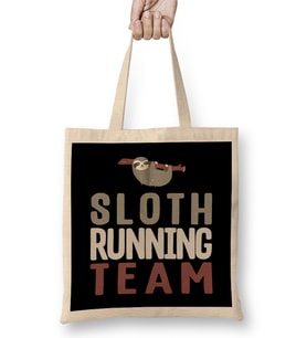 Cute Sloth Running Team Slothlike Runners Joke Bez Çanta Uzun Saplı