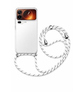 Mi 17 Pro Max Boyun Askılı Şeffaf Silikon Kılıf Beyaz