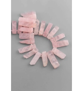 Pembe Kuvars Doğal Taş Dikdörtgen Kesim 10x40mm Dizi
