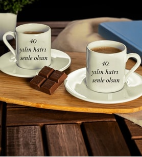 Kırk Yıl Hatrı Olsun Tasarımlı Çift Kahve Fincanı