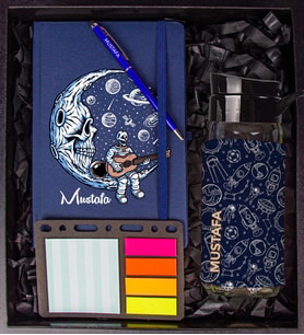 eJOYA Kişiye Özel Defter Kalem Matara Ve Mini Organizer Ofis Kırtasiye Hediye Kutusu 110313 (Lacivert)