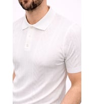 Erkek Yazlık Triko Tişört Kısa Kol Polo Yaka Düğmeli T-Shirt - Beyaz