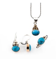 Turkuaz Taşlı Gümüş Otantik Set