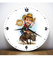 Rodeo Yapan Kovboy Karikatürlü Duvar Saati