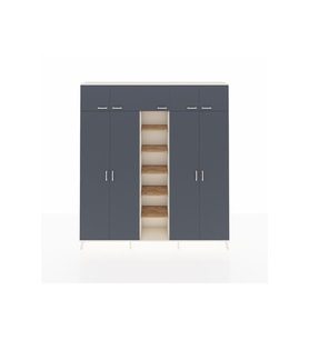 Arges Dolap 18 Raflı 9 Kapaklı 220x30x243 Aytaşı-Antrasit/Çam