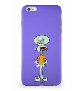 Apple iPhone 6S Plus Soft Premier Kapak Squidward Dokunaç Tasarımlı Silikon Kılıf - Mor (Şeffaf)
