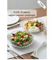 Glamis Selen Concept El Yapımı Orta Boy Cam Salata Kasesi 2'li (Şeffaf)