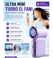 Qstar Taşınabilir Şarjlı Ultra Mini Turbo Fan - Mini El Vantilatörü Turbo Üflemeli 6 Kademeli Fan