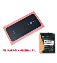 Tkgz Huawei Uyumlu MATE 20 Lite Arka Pil Batarya Kapağı + PİL (LENSLİ CAM) SİYAH