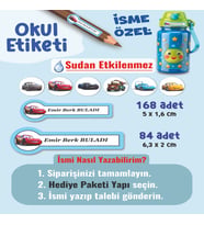 Okul Etiketi Kalem Defter Etiketi Şimşek Araba Temalı Özel İsim Yazılabilen Etiket - 252Adet