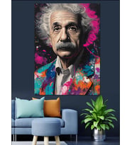 Renkli Einstein Pop Art Dekoratif Kanvas - Mdf Ahşap Tablo