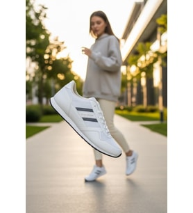 Enoch Erkek Günlük Spor Ayakkabı Fileli Sneaker Şerit Detaylı Klasik Yürüyüş ve Koşu Modeli